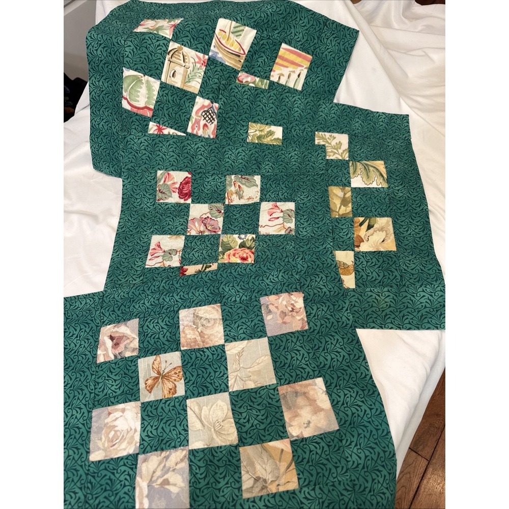 LARGE Handmade‎ Placemats 17.5x15  Quilted Floral Patchwork Set of 5 Reversible